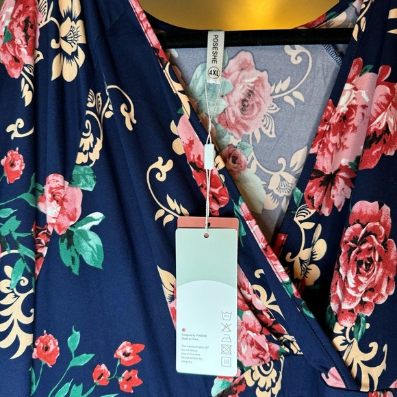 Poseshe plus bodycon floral midi dress size 4x - Picture 2 of 6